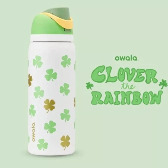 owala Other - Owala Clover Water Bottle clover rainbow 32oz 24hr cold freesip green white